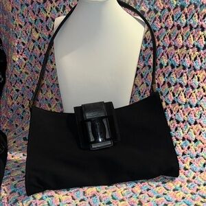 Black Shoulder Bag with Front Buckle
